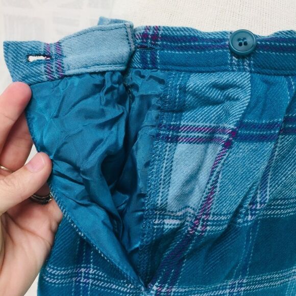 Vintage Pendelton Wool A-Line Teal Plaid 16 - Picture 4 of 7
